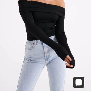 Meshki Black Off-Shoulder Top